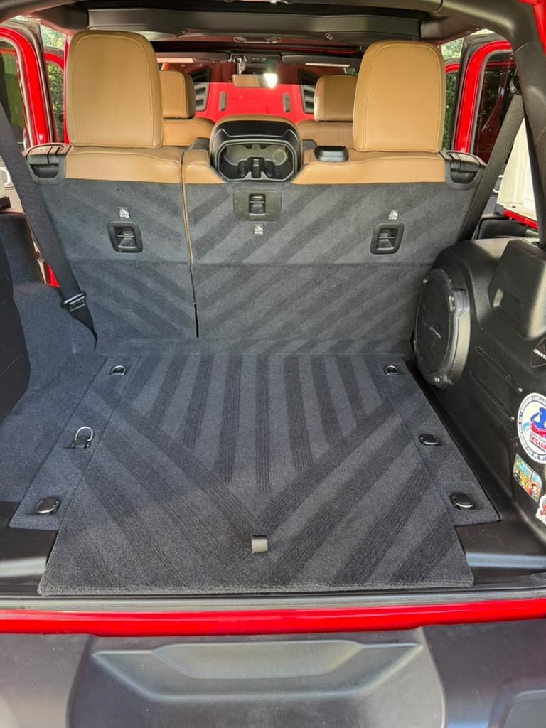Cargo area of a Jeep Wrangler after a full interior detail